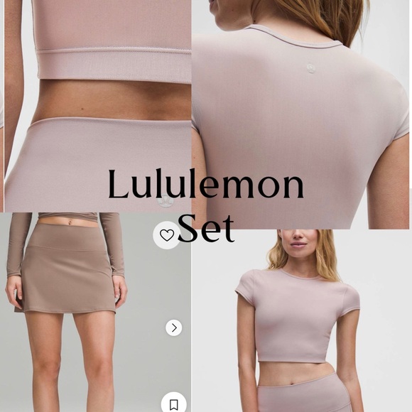 lululemon athletica Tops - Lululemon SET Align Skort & Nulu Mesh-Back Baby Tee, Sz 2 SET